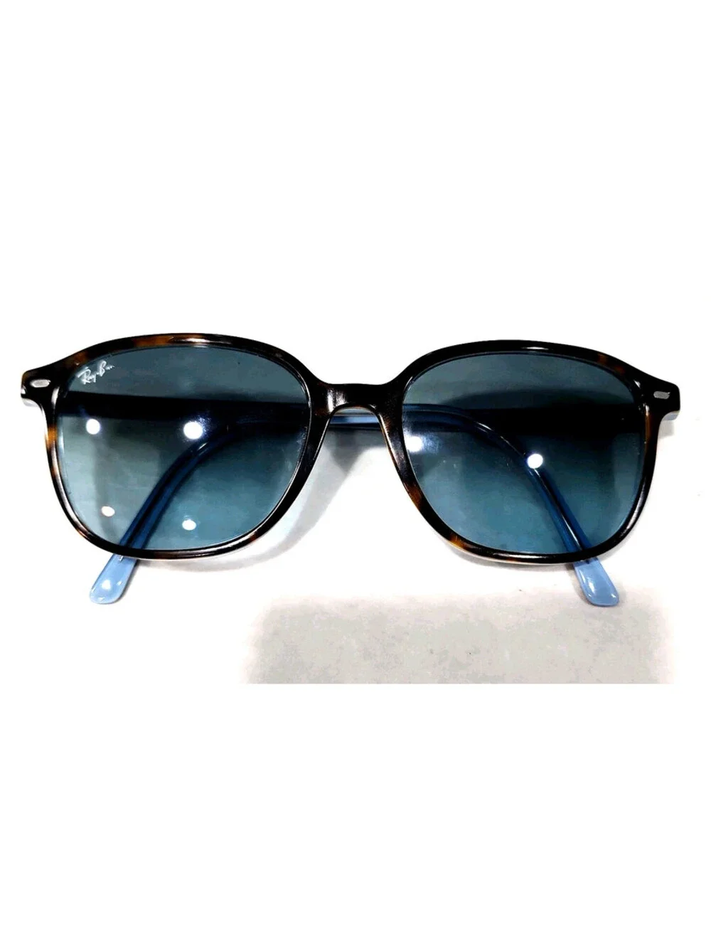 Ray Ban RB2193 1316/3M Lg Sz Tortoise Blue Square Sunglasses 53-18 145 Read
